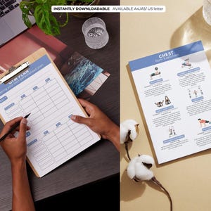 Gym Workout Guide Printables | 5 Workout Exercise Charts for Each Muscle Group | Strength & Fitness Planner | Instant Download | Gym guide image 7
