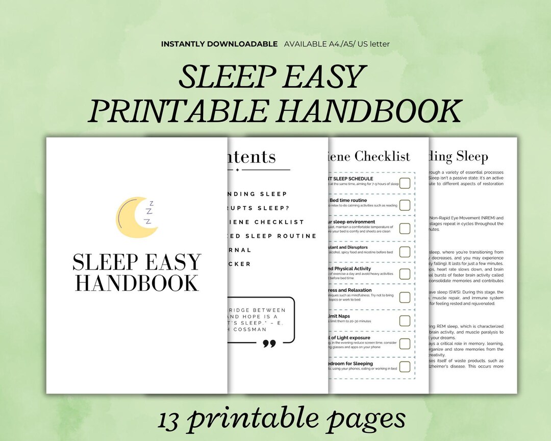 Sleep Easy Handbook Printable, Instant Download, Sleep Journal, Sleep ...