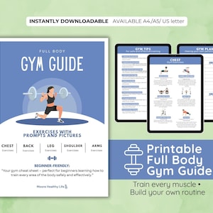Gym Workout Guide Printables | 5 Workout Exercise Charts for Each Muscle Group | Strength & Fitness Planner | Instant Download | Gym guide image 2