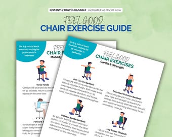 Plan de ejercicios en silla imprimible para personas mayores y principiantes – Rutina de ejercicios sentados en PDF – Programa de fitness de bajo impacto para hacer en casa - A4/A5/Carta estadounidense