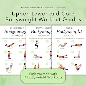 Complete full body bodyweight workout guide, bodyweight exercises for beginners, printable exercise planner, fitness program, download
