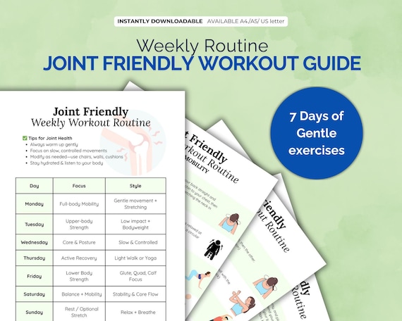 7-Day Joint-Friendly Workout Guide | Low Impact Fitness Plan| At-Home Safe Exercise for All Levels | Printable Easy at Home Workout Guide