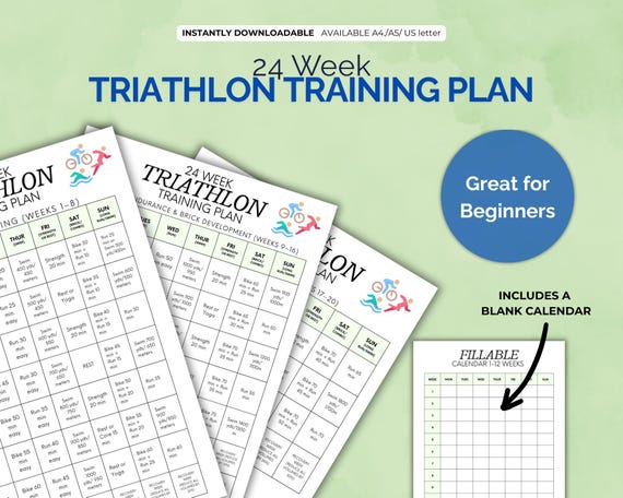 Programme d'entraînement au triathlon de 24 semaines Débutant à