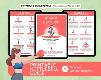 Kettlebell Workout Guide for Beginners | Printable Home Fitness Plan | Strength Training PDF | Full Body Exercise Routine | No Gym Needed