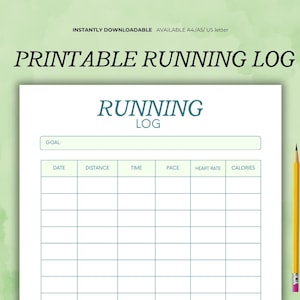 Running Log Printable, Running Journal, Running Planner, Running Progress Tracker, Running Goal Tracker, Running Record, Instant Download