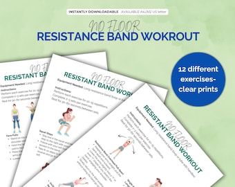Guía de entrenamiento de cuerpo completo con bandas de resistencia de pie / Entrenamiento sin suelo / Fitness en casa imprimible / Fuerza, core, equilibrio