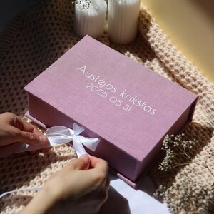 Personalized Linen Keepsake Box: Christening Gift, Memory Box