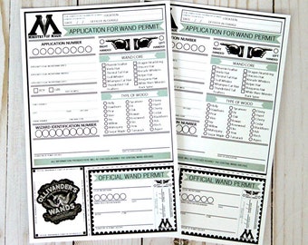 Wizard Inspired PRINTABLE Wand Permits