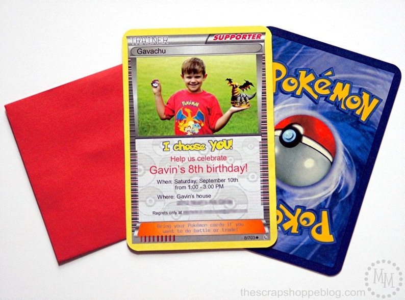 Pokémon Custom PRINTABLE Birthday Invitation with PHOTO image 4