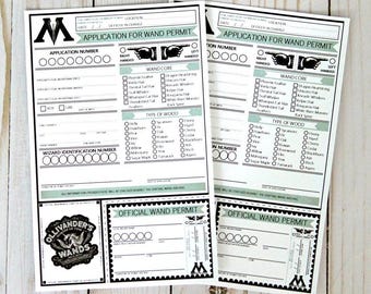 Wizard Inspired PRINTABLE Wand Permits