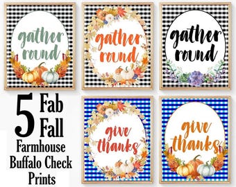 5 Fall Farmhouse Buffalo Check Prints