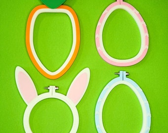 LIMITED EDITION 3D Printed Easter Bunny Egg Carrot Embroidery Hoops