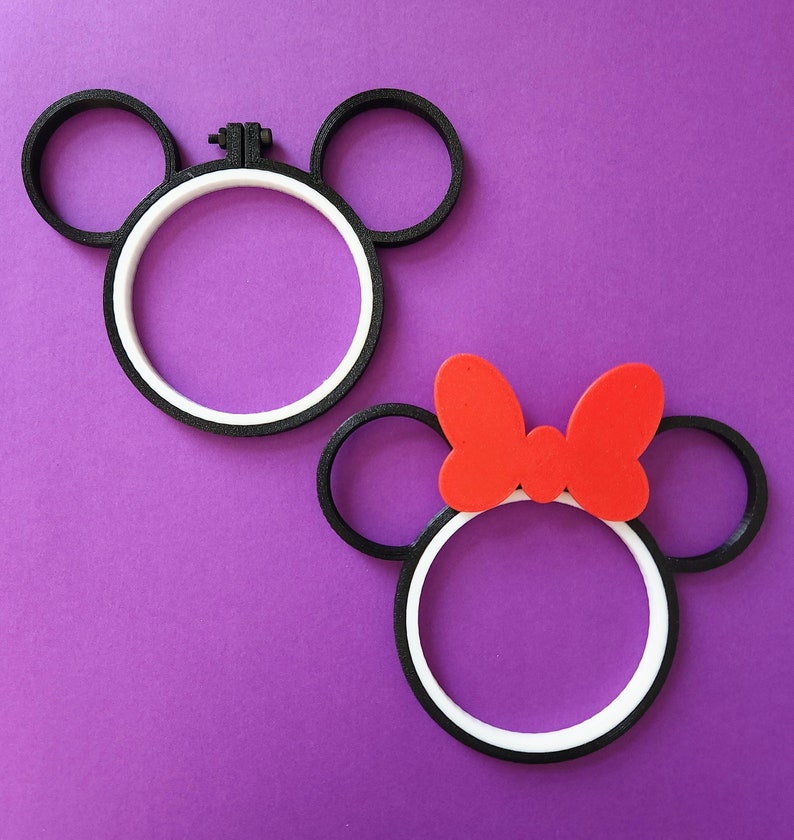 3D Printed Mouse Ears Embroidery Hoops image 1