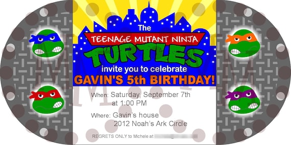 Custom Teenage Mutant Ninja Turtles Invitations