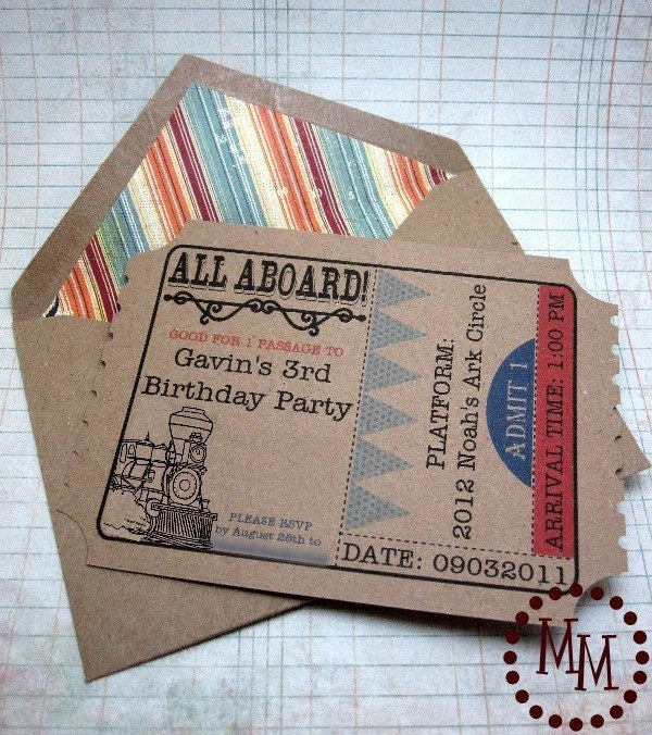 train ticket custom printable birthday invitation etsy