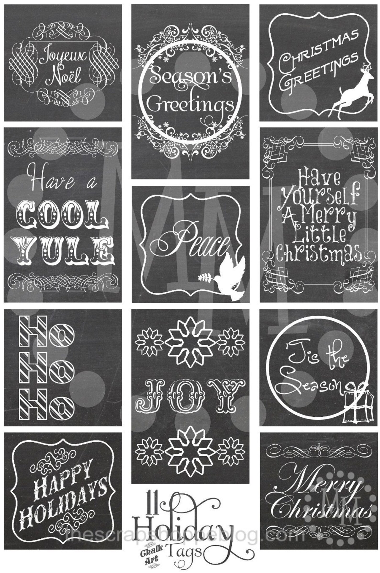 Christmas Chalkboard Gift Tags Printable Etsy