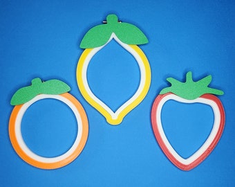 3D Printed Fruit Embroidery Hoops - Strawberry, Orange, Lemon