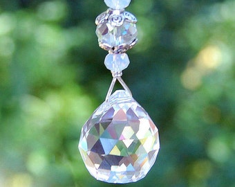 Hanging Prism Crystal, Rearview Car Charm, Window Suncatcher, Light Pull, Fan Pull, Ornament