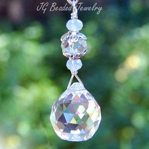 Hanging Prism Crystal, Rearview Car Charm, Window Suncatcher, Light Pull, Fan Pull, Ornament