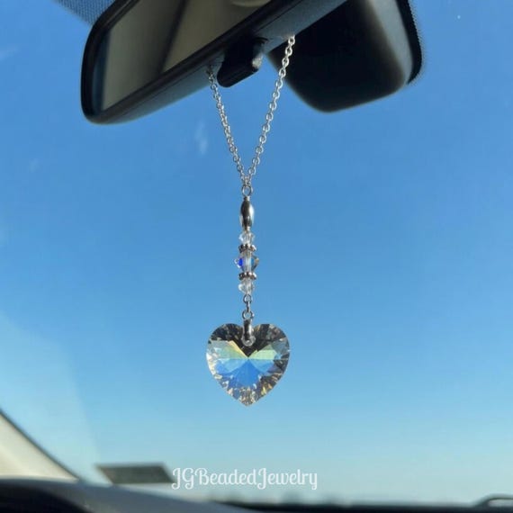 Swarovski Crystal Heart, Rearview Car Charm, Ornament, Home Decor Read DESCRIPTION for SIZE