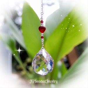 Heart Crystal Suncatcher, Rearview Mirror Car Charm, Window Decoration, 30mm Prism