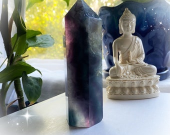 Purple Blue Fluorite Crystal Tower, 360 Grams, 4.75" Tall, Receive EXACT Crystal - GORGEOUS!!