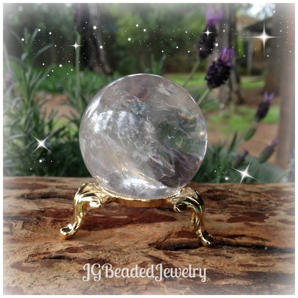 Gold Crystal Ball Display Stand, Three Legged Sphere Holder, Ornate D…