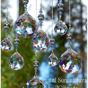 Hanging Crystal Suncatcher, Peridot Lavender Gray, Home Decor, Rearview Mirror, Ceiling Light Pull, Fan Pull, Car Charm, Comes in 3 Sizes!