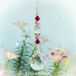 Rot Perlen Prisma Kristall, Rückspiegel, Fenster, Light Pull, Fan Pull, 20 mm oder 30 mm Prisma Größe Optionen