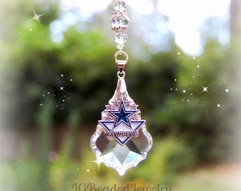 Dallas Cowboys Decoration, Rearview Mirror Car Charm, Window Prism Crystal Suncatcher, More NFL and MLB Sports/Teams Available