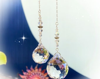 Crystal Suncatcher Prism, Rearview Mirror Car Charm, Window Decoration, Hanging Prism, Light Catcher, Rainbow Maker
