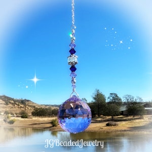 Violet Purple Prism Swarovski Crystal Suncatcher, Window Decoration, Rearview Mirror Car Charm LIMITED EDITION