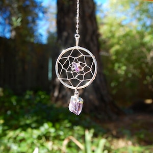 Healing Crystal Dream Catcher, Rearview Mirror Decoration, Home Decor, Amethyst, Citrine, Clear Quartz READ DESCRIPTION for SIZE image 5