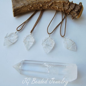 Arrowhead Necklace, Rose Quartz, Clear Quartz, Amethyst, Black, Brown Stone Arrowhead Pendant