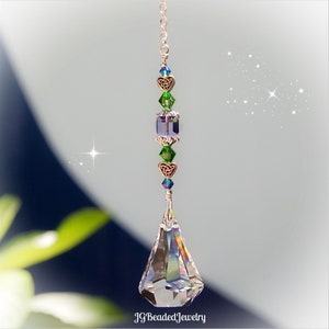 Celtic Heart Swarovski Raindrop Crystal Suncatcher, Rearview Mirror Car Charm, Window Decoration, 33mm Prism
