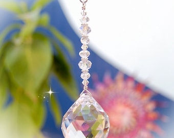 Crystal Suncatcher Hanging Prism Rainbow Maker, Rearview Mirror, Window Decoration