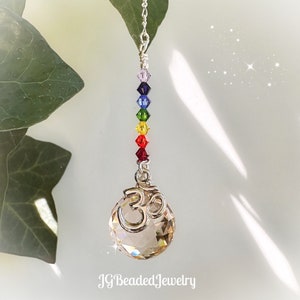 Om Chakra Topaz Swarovski Crystal Suncatcher, Rearview Mirror, Home Decor, See Description For Size