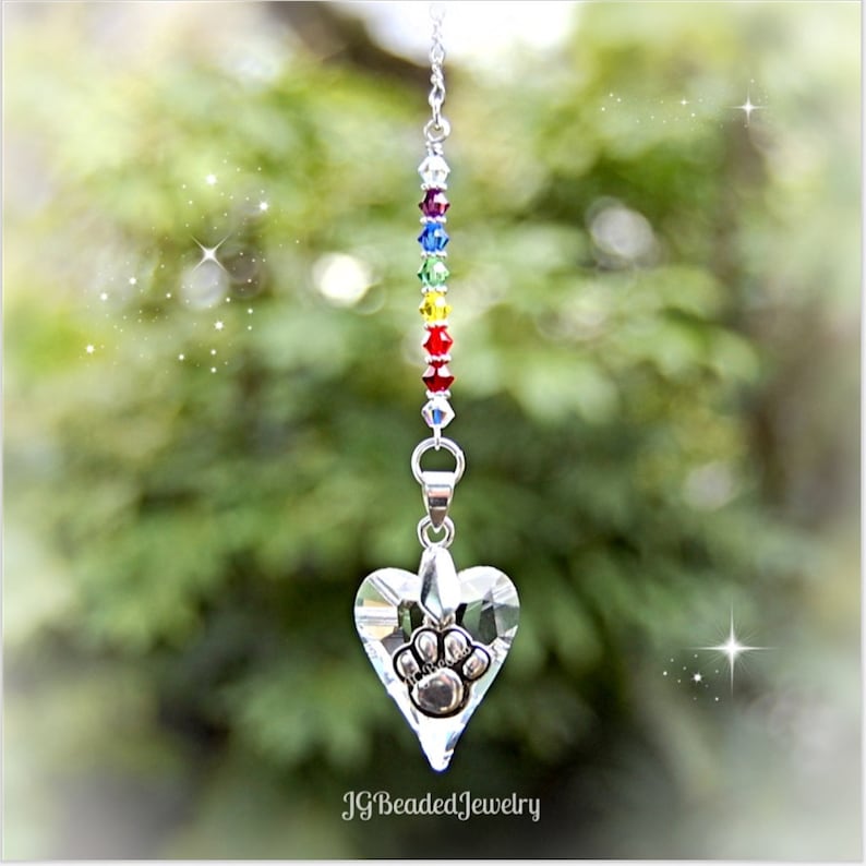 Rainbow Bridge Paw Heart Crystal 