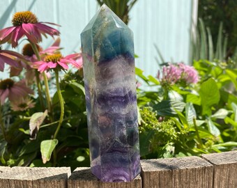 Large Rainbow Fluorite Crystal Tower, 278 Grams, Receive EXACT Crystal! 4 5/8 Inches Tall