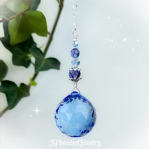 Blue Sapphire Tanzanite Swarovski Crystal Suncatcher, Window Prism, Rearview Mirror, Light Pull, Fan Pull 30mm Prism - LIMITED EDITION