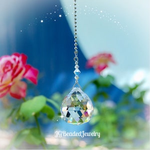 Crystal Ceiling Fan Light Pull Chain Ornament, 2 Prism Sizes and 3 Length Options