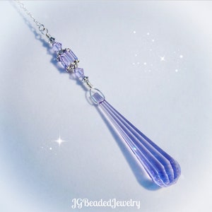 Purple Violet Teardrop Swarovski Crystal Suncatcher, Rearview Mirror Car Charm, Window Crystal, 63mm Rare Violet Flow Prism