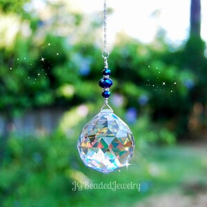 Blue Iris Prism Crystal Suncatcher, Home Decor, Window Rainbow Maker, 40mm Prism