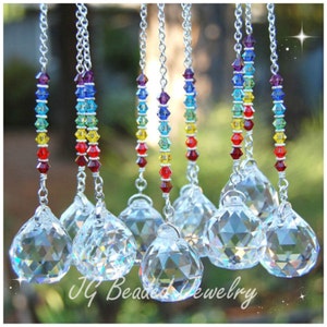 Swarovski Crystal Rainbow Suncatcher, Rearview Mirror Car Charm, Chakra Hanging Prism Decoration, Window Ornament