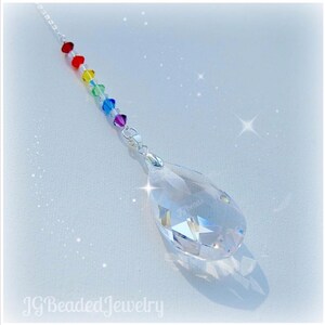 Rainbow Maker Teardrop Crystal Prism, Rearview Mirror Car Charm, Swarovski Window Decoration