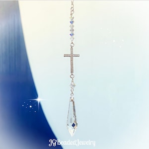 Cross Swarovski Crystal Suncatcher, Rearview Mirror Decoration, Window Ornament