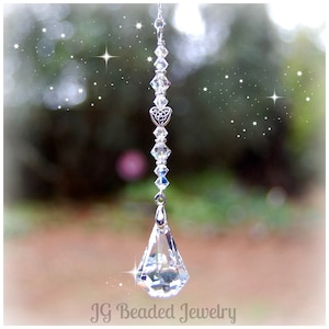 Celtic Heart Swarovski Raindrop Suncatcher, Rearview Mirror Crystal Car Charm, Xirius Window Crystal