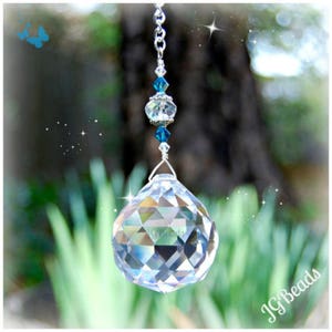 Teal Hanging Crystal Suncatcher Prism Rainbow Maker, Light Catcher, Chandelier Crystal, 40mm Prism