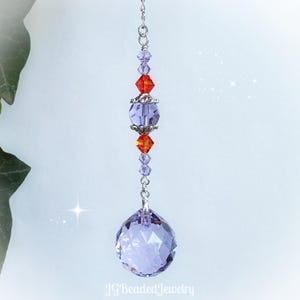 Fire Opal Violet Swarovski Crystal Suncatcher, Rearview Mirror Car Charm, Window Decoration, 20mm Prism