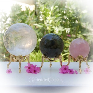 Crystal Ball Display Stand Sphere Holder, See DESCRIPTION For Size Golden Decorative Egg Stand, Globe Orb Tripod ~ Sphere NOT Included